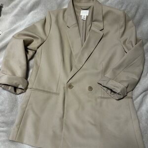 H&M Beige Double-Breasted Blazer